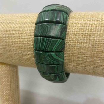 Malachite Elastic Bracelet (Pressed) Link 25×9.5 mm, Length 18 cm, Stretch