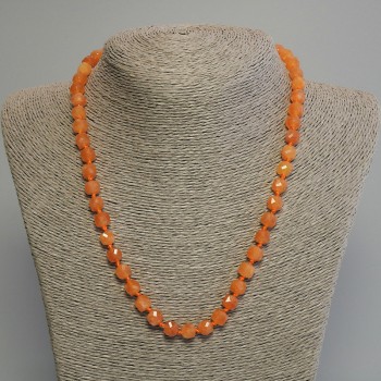 Mashan Nephrite Necklace with Faceted Cube Beads, 7 mm Diameter, 45 cm Length ± with Clasp