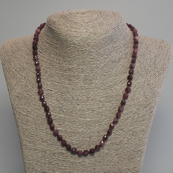 Tourmaline Necklace with Faceted Cubes, 5 mm Diameter, 50 cm Length +/- with Clasp