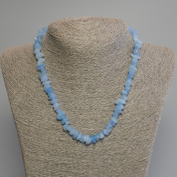 Aquamarine Chip Necklace, 10x4 mm chips, 45 cm long, with clasp