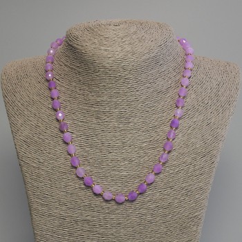 Lavender Amethyst Necklace - Faceted Bead 8x6 mm, 3 mm seed beads, length about 45 cm, with clasp