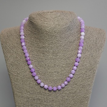 Kunzite Necklace with Faceted Cube Beads, 7mm Diameter ±, 45cm Length ±, with Clasp