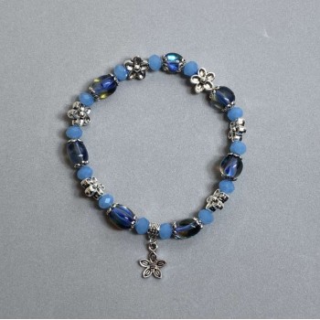 Assortment Bracelet with Faceted Rondelles 6x5mm+- galvanic plating 9x7mm+- with metal inserts, length 18mm+- stretch