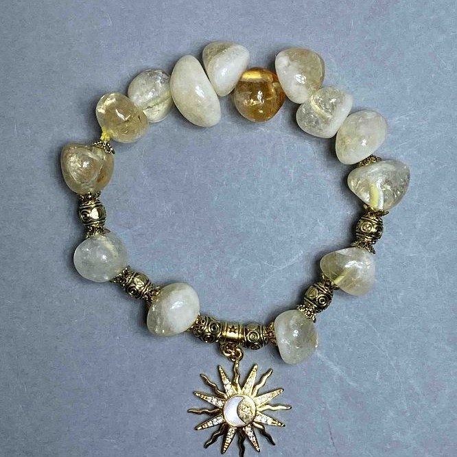 Citrine Bracelet, Faceted 13×11mm +/- with Metal Inserts, Length 18 cm+
