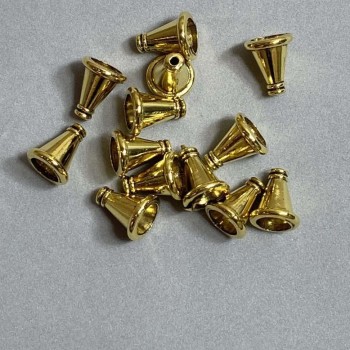 End Cap for Jewelry, diameter 11x9 mm, hole diameter 1.8 mm and 6.7 mm, gold-colored metal, packaging 20 g +/- 23 pcs.