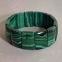 Malachite Bracelet — Natural Stone Link 25x17 mm, 18 cm, Stretch