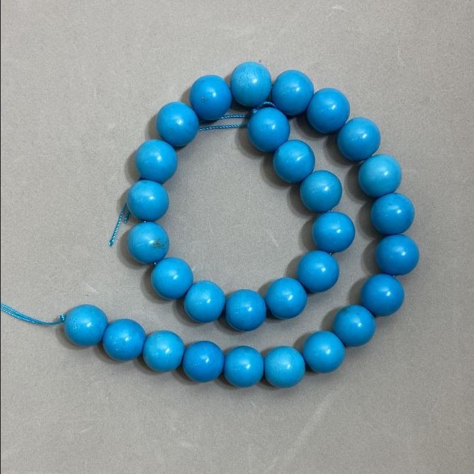 Turquoise Beads - Smooth Round Balls, 14mm Diameter ±, 40cm Length ±