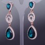 Stud earrings with green crystals 17x60 mm