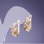 Earrings with green crystals 19×10 mm gold-toned metal