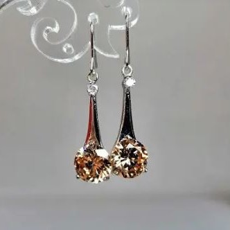 Drop earrings with yellow crystal 38 mm+