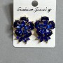 Stud Earrings 20x25 mm ± Blue Crystals, Gold-Tone Metal