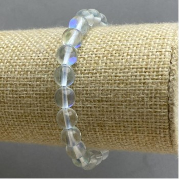 Opal Glass Bracelet with Smooth Beads, 8 mm Diameter, 18 cm Length