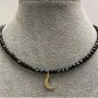 Faceted tourmaline cube choker, 4×4 mm cube, with a metal pendant featuring white crystals, length 35–40 cm ± with a clasp