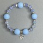 Bracelet with acrylic and imitation beads, 14mm + Aquamarine faceted bead 8mm + with metal inserts, length 18 cm (stretch)
