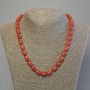 Imitation coral necklace with barrel beads, 10×8 mm, 50 cm length with clasp