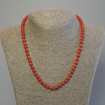 Imitation Coral Necklace Rondelle 6x4.5 mm, 50 cm length, with clasp