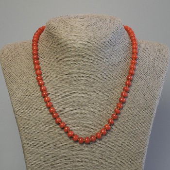 Imitation Coral Necklace, Rondelle Beads 7×5 mm, Length 50 cm, with Clasp