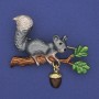 Squirrel enamel brooch-pendant 49×33 mm ± gold-tone metal