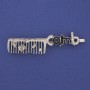 Brooch 'Comb' with white crystals on silver-tone metal 60x12mm+