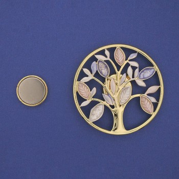 Magnetic brooch Tree enamel gold-tone metal 50mm+