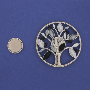Magnetic Brooch Tree Enamel Silver Metal 50mm+