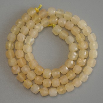 Citrine Beads Faceted Cube 5x5mm on Thread, Length 37cm+