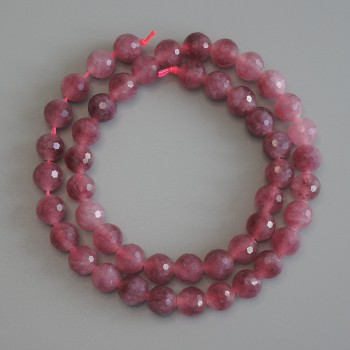Tourmaline beads, faceted round 8mm, on thread, length 38 cm+