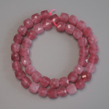 Faceted cube tourmaline beads, 9x9 mm, on a strand, length approximately 37 cm