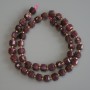 Tourmaline Beads, Faceted Cube 6.5x6.5 mm, with 3 mm Seed Beads on Thread, Length 38 cm