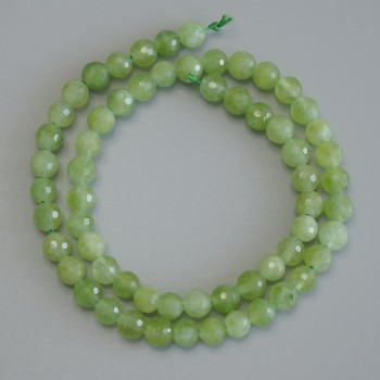 Chrysoprase Beads on Thread, Faceted Round Bead, 6 mm Diameter ±, Length 37 cm ±