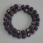 Faceted Amethyst Cube Beads, 8.5×8.5 mm, with 3 mm seed beads, length 37 cm on thread