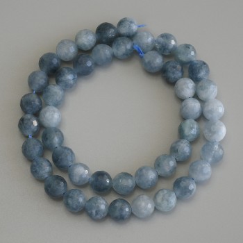 Faceted Aquamarine Beads, 8mm Diameter, 37 cm Length on Thread
