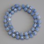Aquamarine beads, faceted cube beads, diameter 7x7 mm +/- with 3 mm seed beads +/-, length 37 cm +/- on thread
