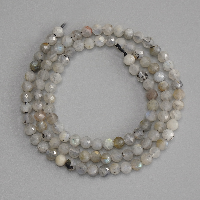Labradorite Beads — Faceted Round Beads, 4mm +/- on a thread, 40 cm long