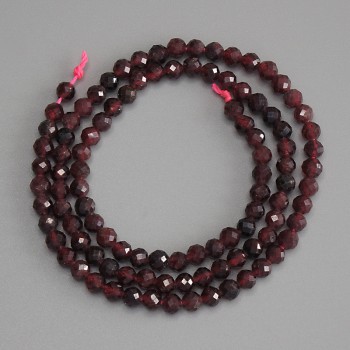 Garnet Beads - Faceted Round Bead, 4–5 mm diameter, 39 cm length