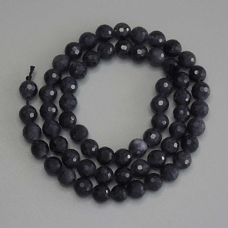 Iolite Beads Faceted Round 6mm on Thread, Length 37cm+