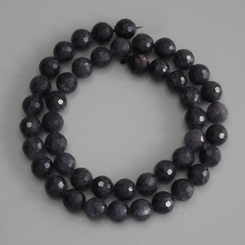 Iolite beads, faceted round ball 8 mm on thread, length 37 cm