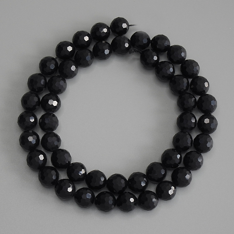 Faceted tourmaline beads, 6mm, on thread, length 38 cm+