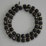 Faceted cube tourmaline beads 7×7mm± with 3mm seed beads on thread, length 37cm+