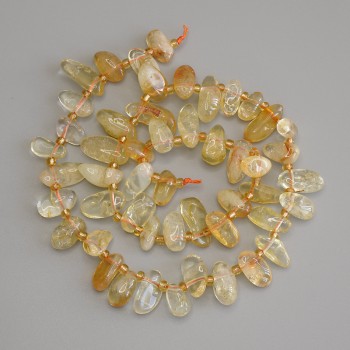 Citrine Beads, Butterfly-Shaped Faceted 13x8mm, Seed Beads 3mm, On Thread, Length 38cm+