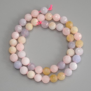 Morganite beads faceted ball, 8 mm diameter, 37 cm length