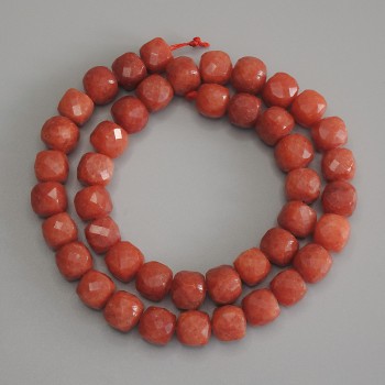 Jasper Beads: Faceted Cube, diameter 9x9 mm+-, length 39 cm+