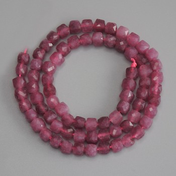 Faceted Tourmaline Cube Beads 5x5mm ± on Thread, Length 36 cm