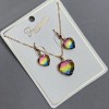 Set 'Heart' Multicolor Pendant 19x16mm and Earrings 27x13mm, with a 50 cm chain
