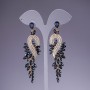 Earrings with Dark Blue Crystals, 9 cm long, yellow metal