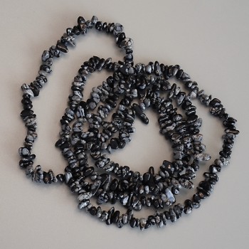 Beads Snow Obsidian Apache Tears Chip, 6x3mm diameter, 80 cm length on thread