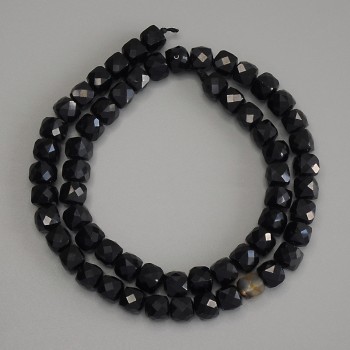 Faceted Tourmaline Cube Beads, 6.5 x 6.5 mm, 39 cm on thread