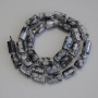 Beads of Snowy Obsidian Apache Tears, Faceted Cut, Diameter 11x7-8 mm ±, with 3 mm seed beads, Length 40 cm ± on thread