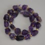 Rough Amethyst Beads, diameter 15–19×10–14 mm, with 3 mm seed beads, length 40 cm on thread