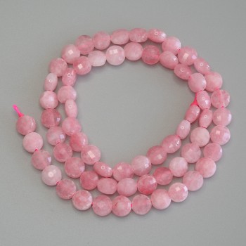 Beads tinted quartz Tourmaline imitation. Faceted coin-shaped beads, 6mm diameter, 39cm length on thread